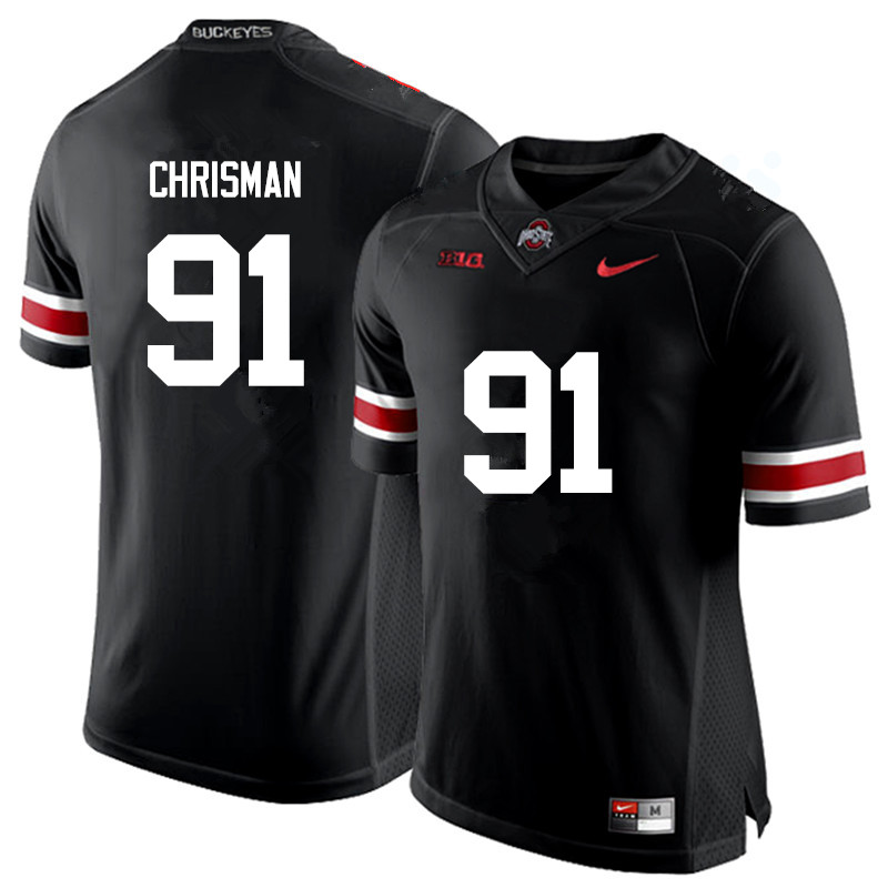 Men Ohio State Buckeyes #91 Drue Chrisman College Football Jerseys Game-Black